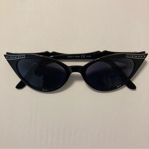 NEW 3.0 readers 2 sparkly cat eye glasses 1 blk cat eye sunglasses comes w cases - Picture 5 of 6